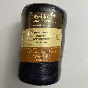 Vintage Florida Macrame Olefin Fiber Cord 4mm 100yds 300ft Herculon Navy Blue